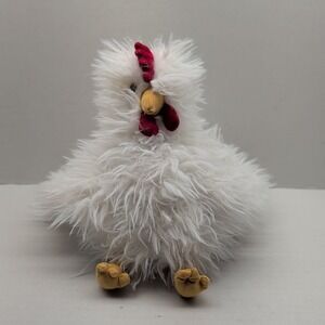 Manhattan Toy Cooper Chicken Plush Bird White Shaggy Stuffed Animal 2017